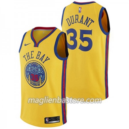 Maglia NBA Golden State Warriors Kevin Durant 35 Nike City Edition Swingman - Uomo